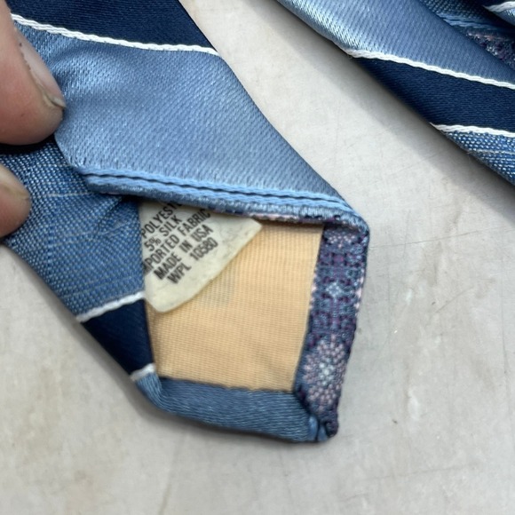 Retro Men's Envoy Polyester Blue Striped Necktie Tie TJ4-T2 - Picture 3 of 4